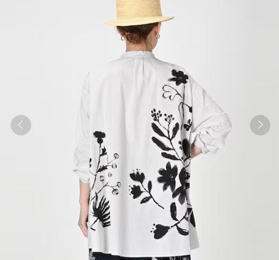 (希少)45R　フォーティーファイブアール 墨絵フラワープリントブラウス