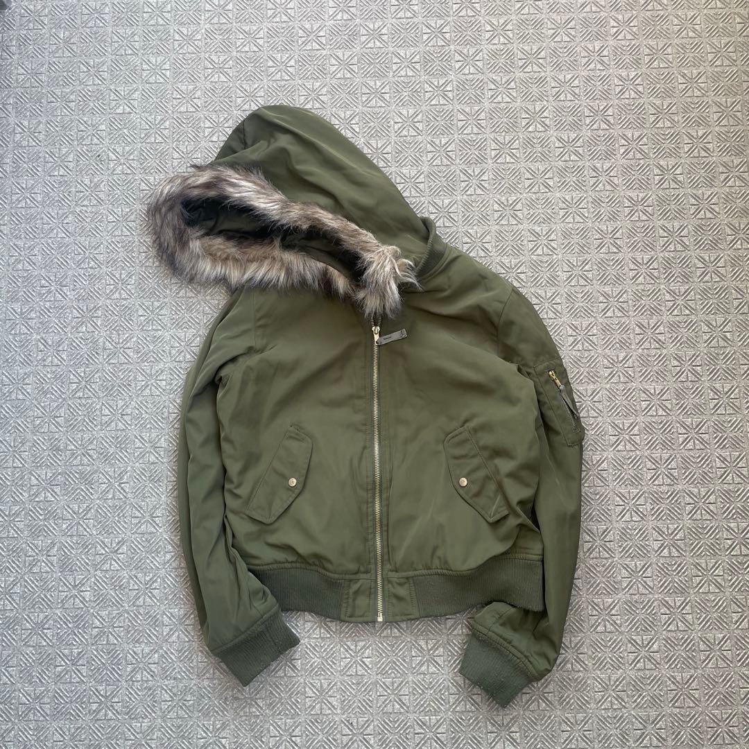 Y2K N2B 短丈 フライト ボンバー ジャケットCargo ファーフード21