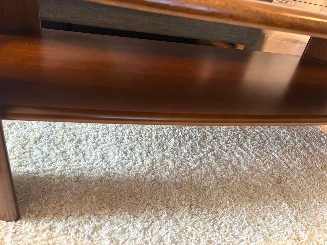 ローテーブル　ダークブラウン　木製　ガラス