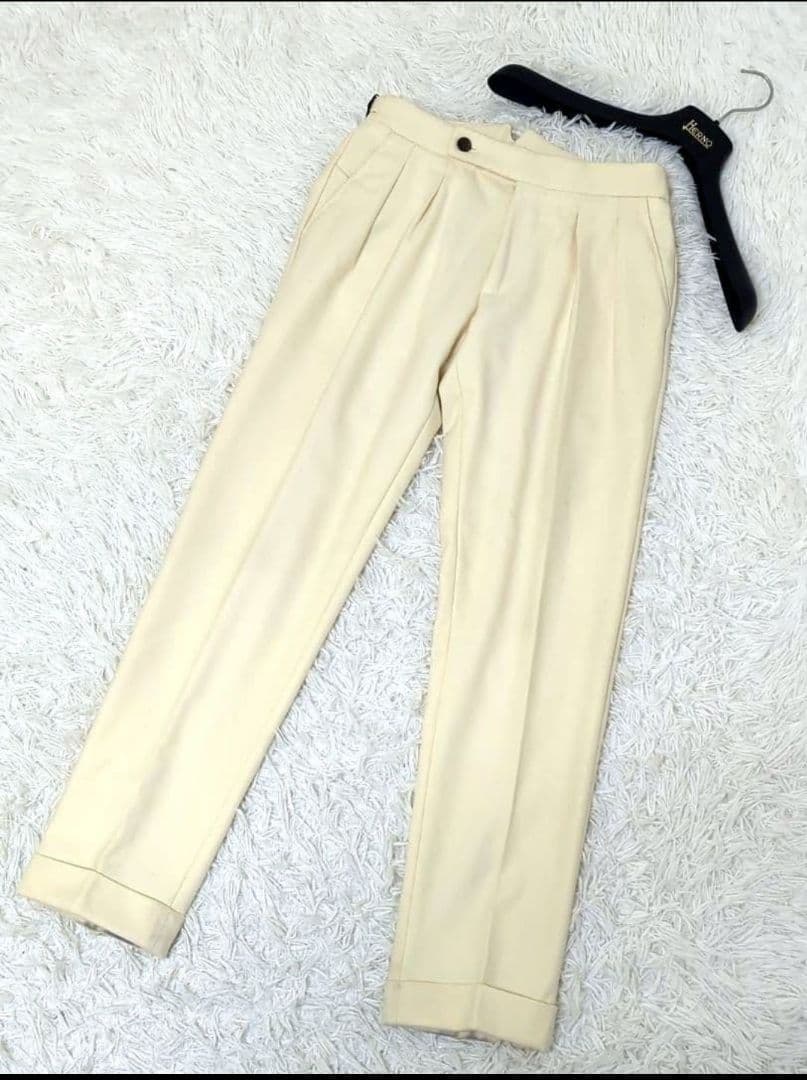 Berwich scotch アイボリー　フランネル 42　スラックス　毛