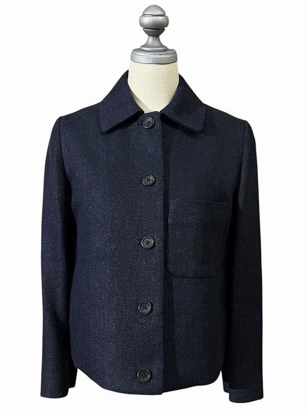 定価65100円 マーガレットハウエル リネン ツイード ジャケット 紺 S