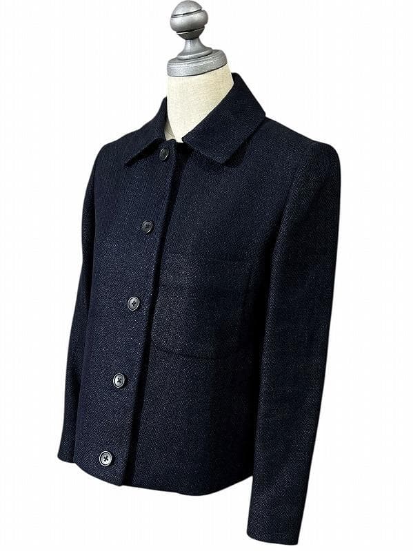 定価65100円 マーガレットハウエル リネン ツイード ジャケット 紺 S