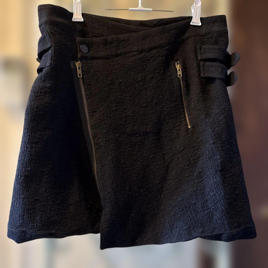 新品 MARC LE BIHAN黒ジッパーポケット付きミニスカート