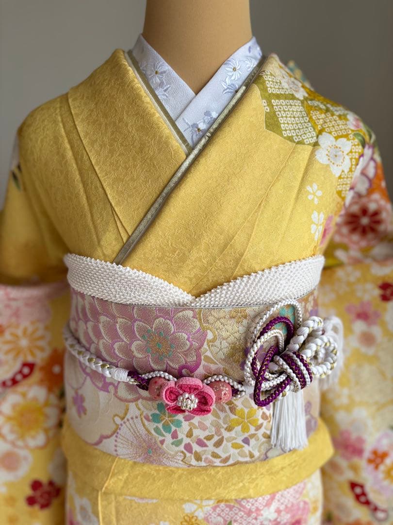 可愛い❣️振袖フルセット（７点セット）　正絹振袖　袋帯　成人式