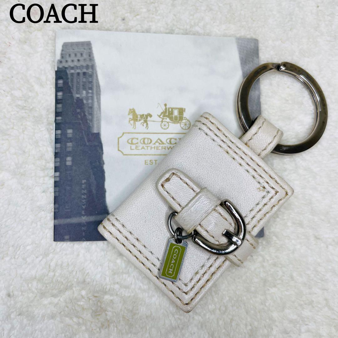 COACH コーチ 手帳型 チャーム フォトフレーム キーリング 白 y2k