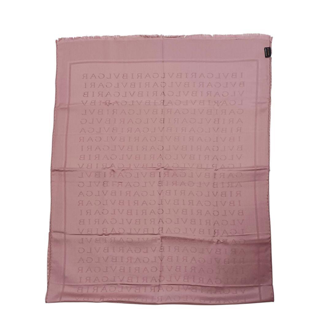 【未使用品】ブルガリ ストール ロゴマニア シルク ウール ピンク