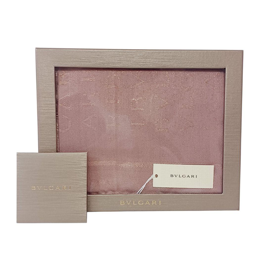 【未使用品】ブルガリ ストール ロゴマニア シルク ウール ピンク