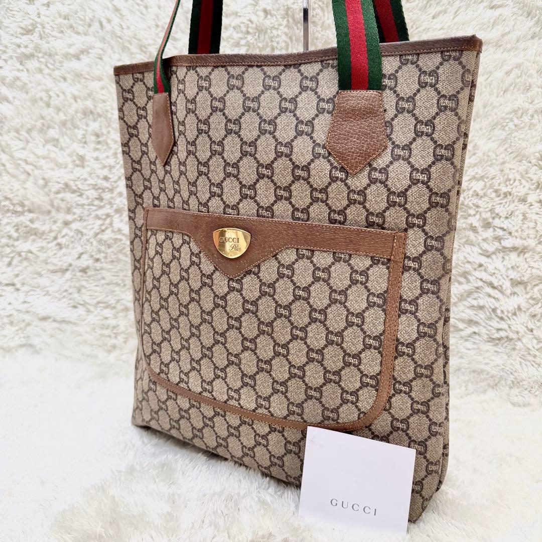 GUCCI グッチプラス GG シェリーライン トートバッグ PVC ゴールド