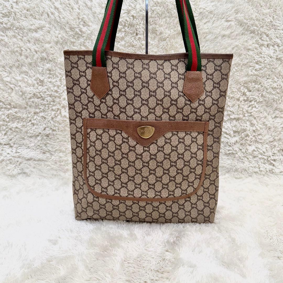GUCCI グッチプラス GG シェリーライン トートバッグ PVC ゴールド