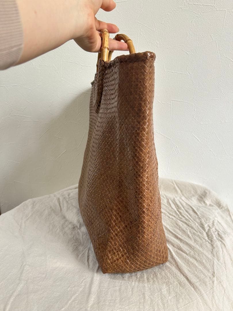 ヨーガンレール　本革　バンブーハンドル ブラウン バッグ