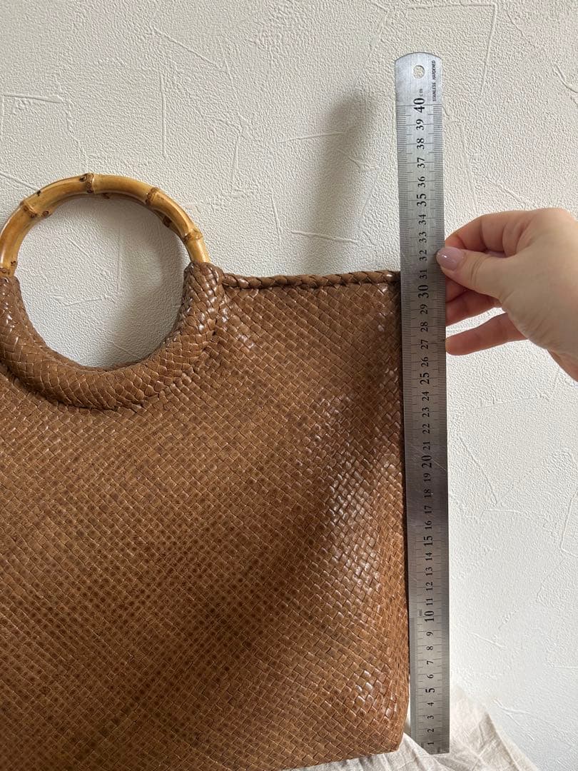 ヨーガンレール　本革　バンブーハンドル ブラウン バッグ