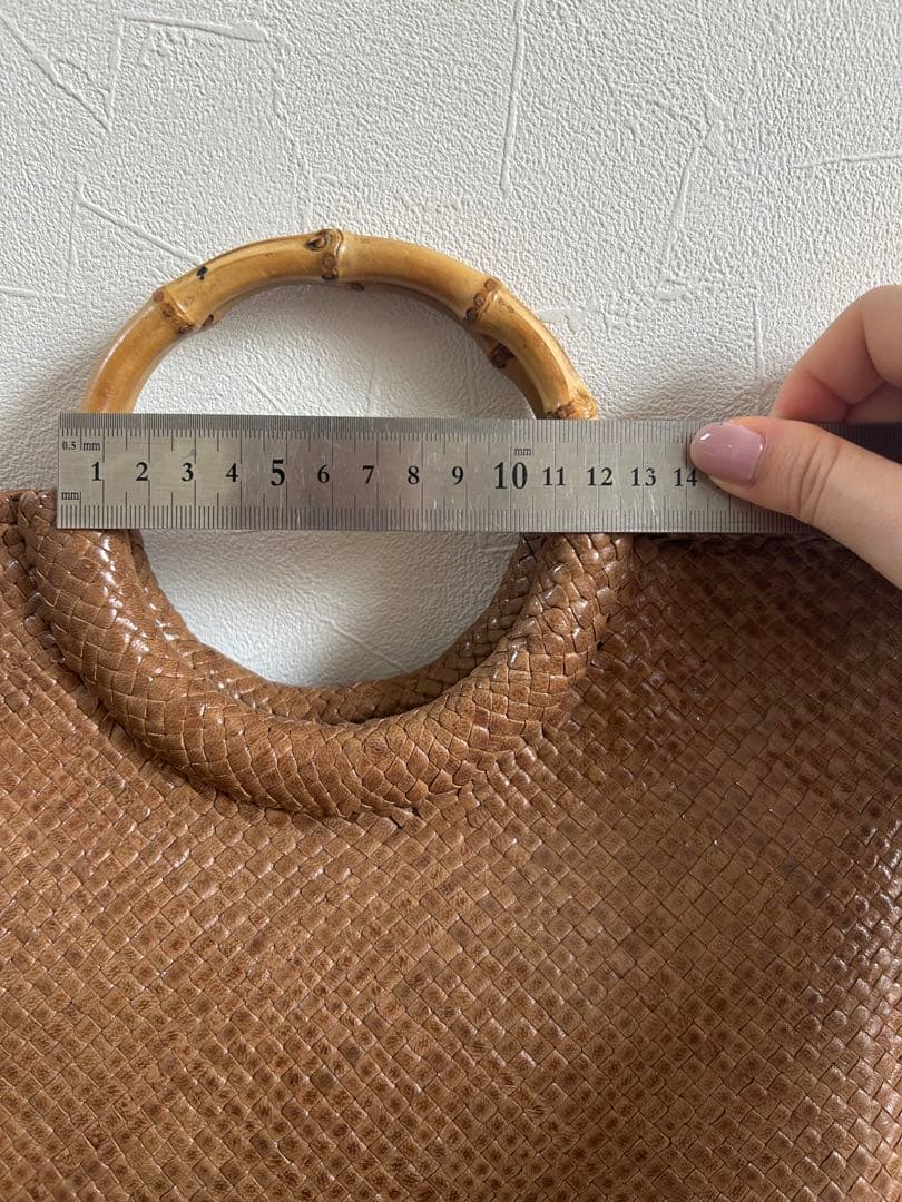 ヨーガンレール　本革　バンブーハンドル ブラウン バッグ