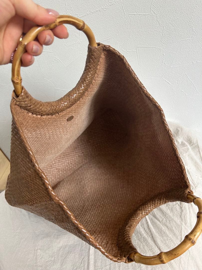 ヨーガンレール　本革　バンブーハンドル ブラウン バッグ