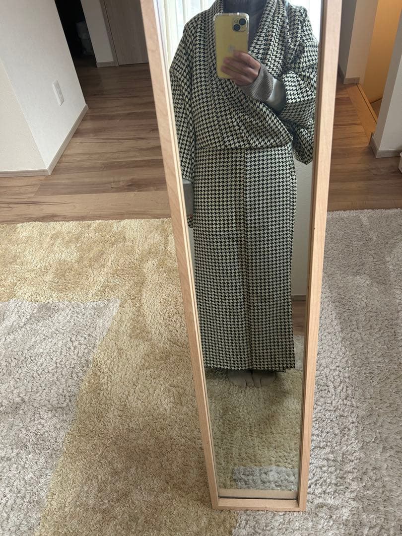 きものやまと ポリエステル着物 千鳥格子 Sサイズ 広衿 袷