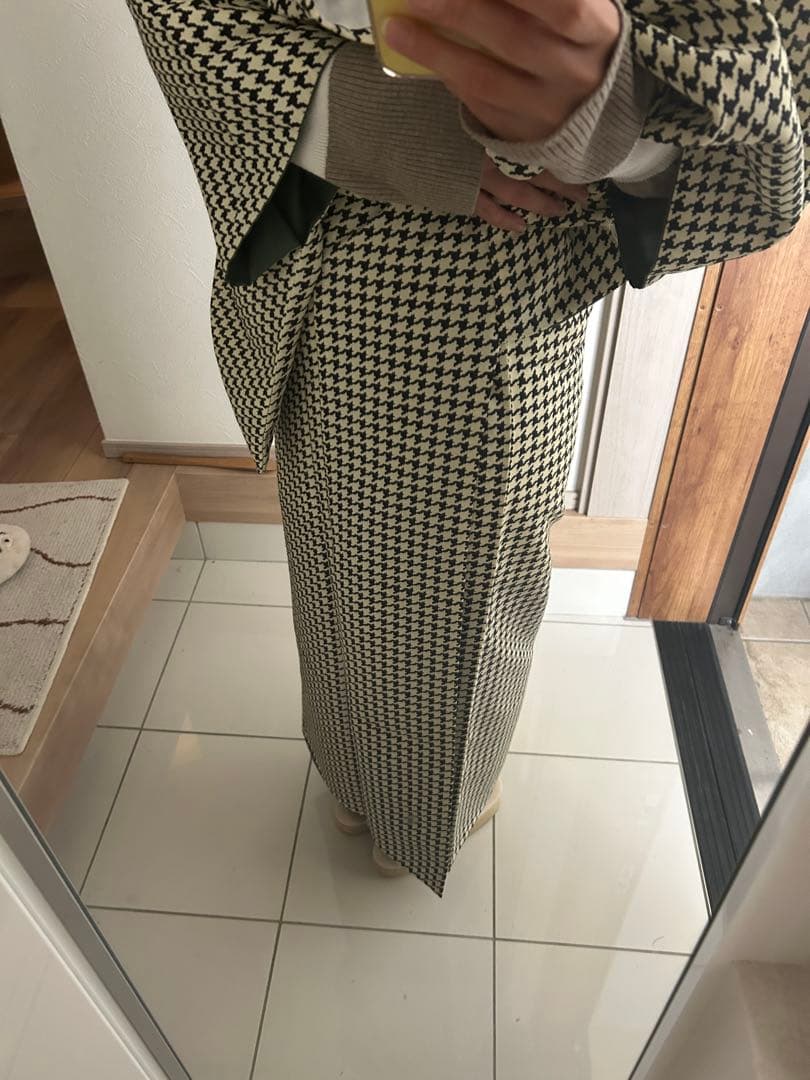 きものやまと ポリエステル着物 千鳥格子 Sサイズ 広衿 袷