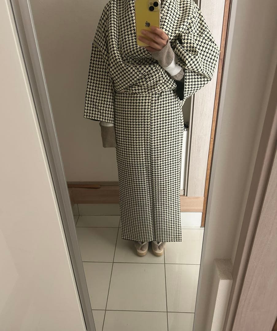 きものやまと ポリエステル着物 千鳥格子 Sサイズ 広衿 袷