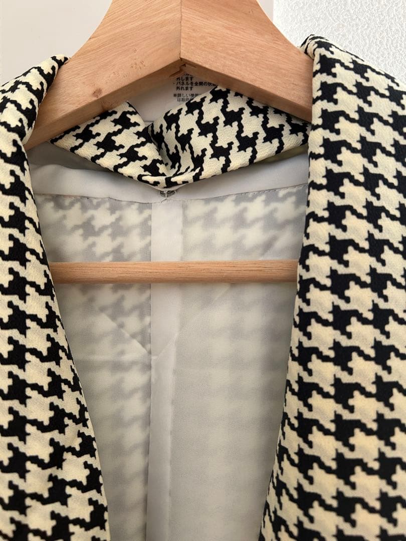 きものやまと ポリエステル着物 千鳥格子 Sサイズ 広衿 袷