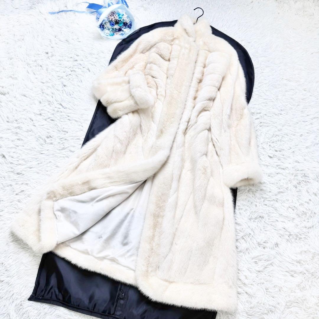 激レア FENDI マキシ丈 パールミンクファー ロングコート 本毛皮 毛並み◎