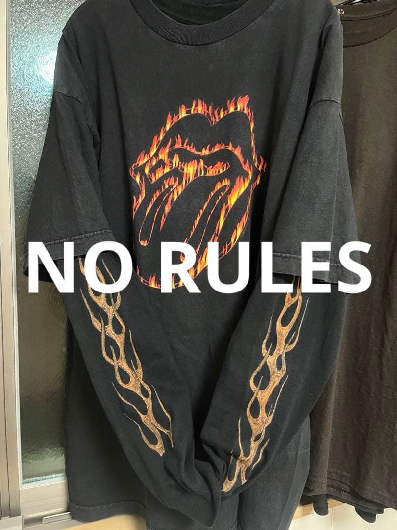 NO RULES オリジナル　インナー用ロンt 黒　ギルダンL 袖フレイム