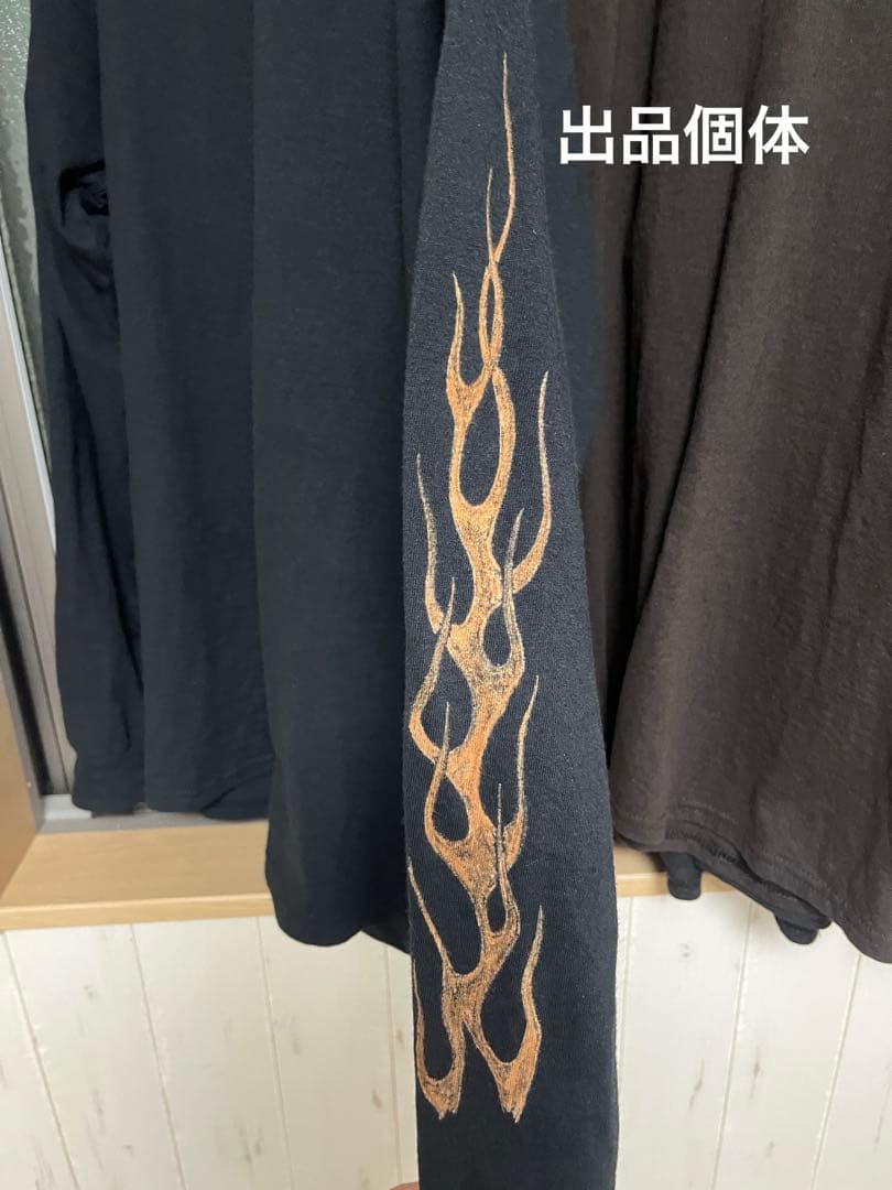 NO RULES オリジナル　インナー用ロンt 黒　ギルダンL 袖フレイム