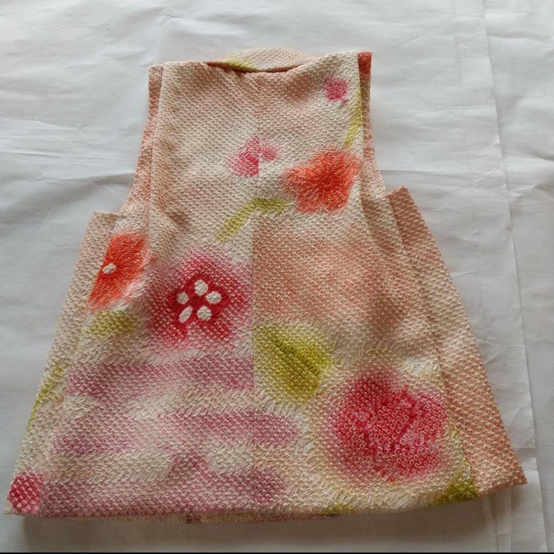 正絹総絞り手縫いの被布(中綿なし）・新品草履