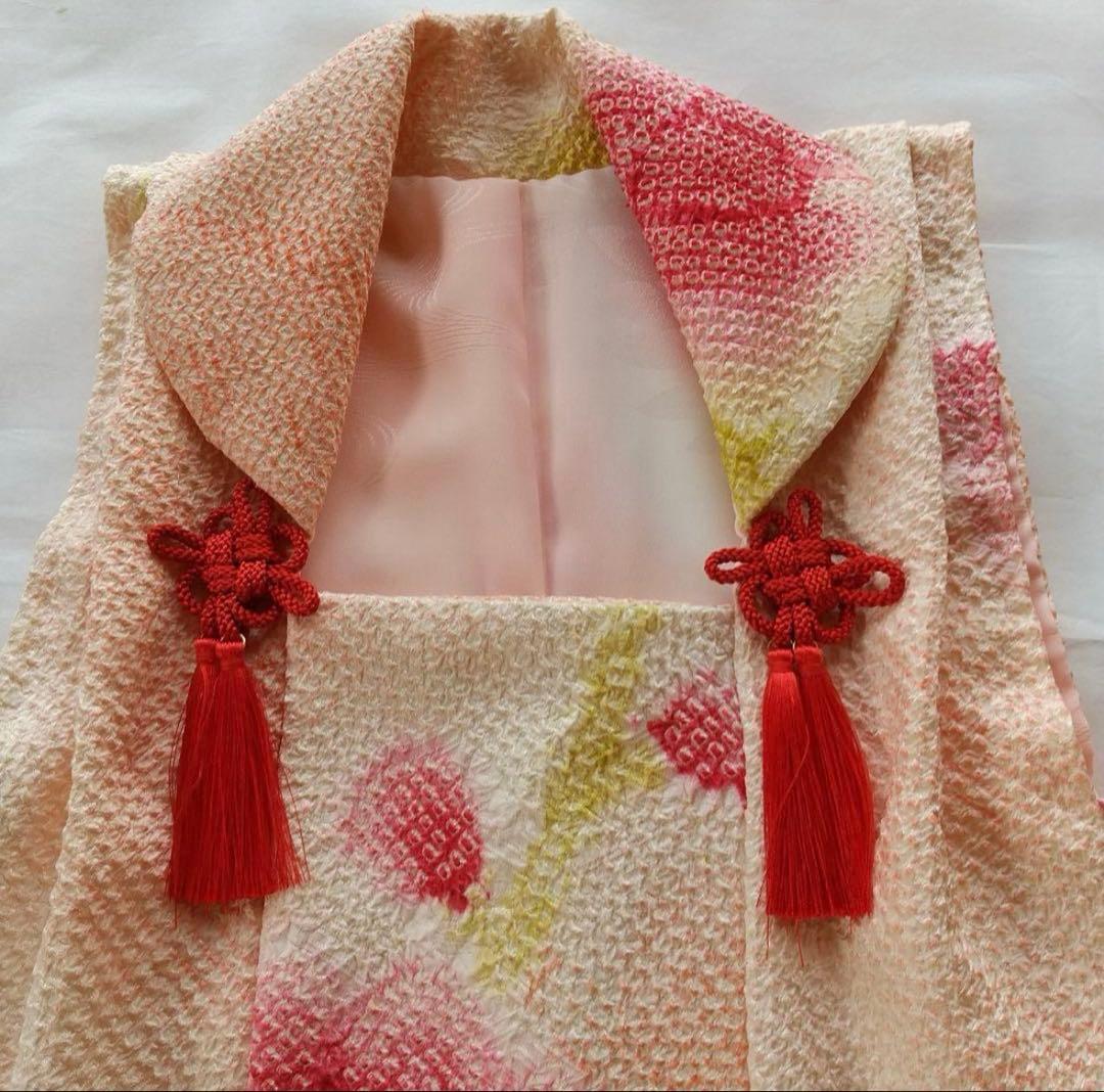 正絹総絞り手縫いの被布(中綿なし）・新品草履