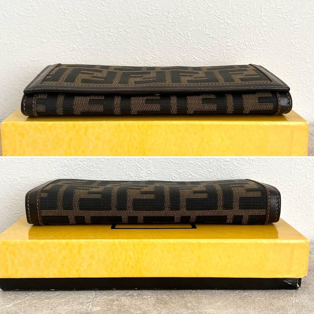 美品✨FENDI 長財布 ズッカ キャンバス ロゴ FF レザー ブラウン