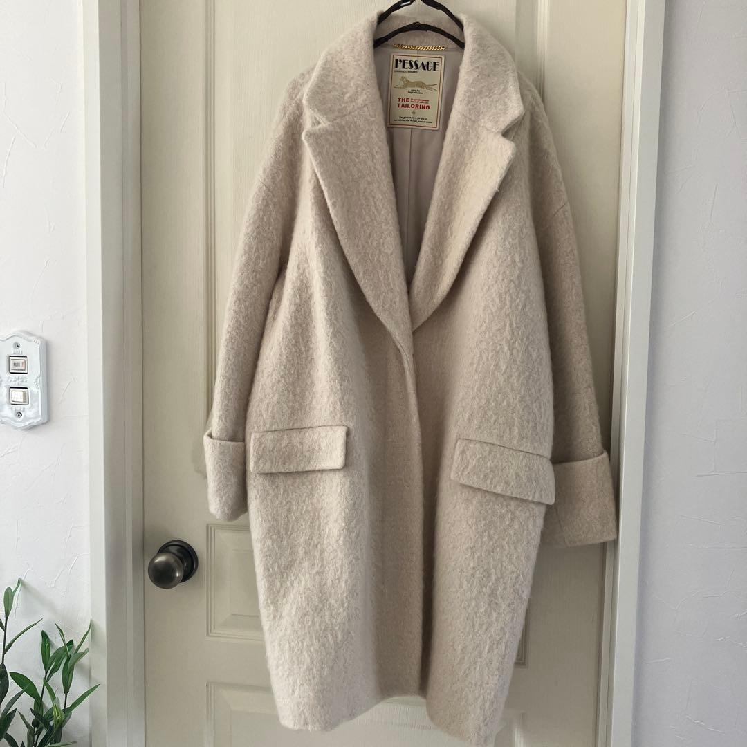 美品ジャーナルスタンダードレサージュ　シャギーウールモヘヤビッグチェスターコート