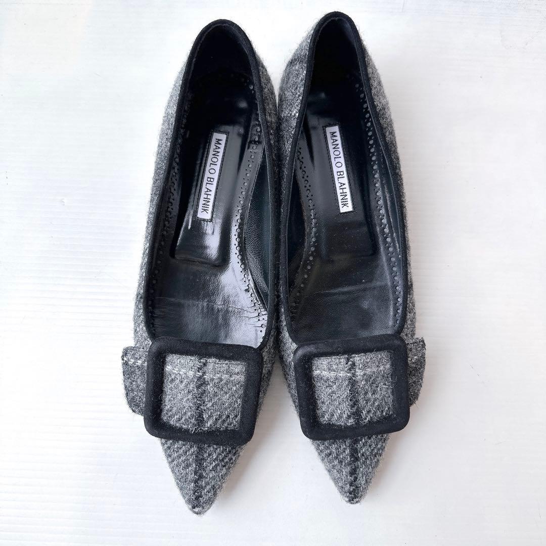 マノロブラニク　メイセール　スクエアバックル　フラットシューズ　パンプス　極美品