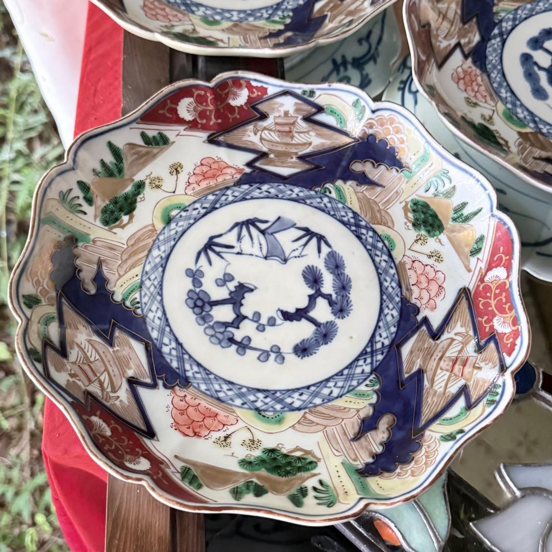 K様へ感謝お嫁入り‼️降誕祭‼️GOLD伊万里錦手帆かけ舟❌山水❌米俵八寸皿6客