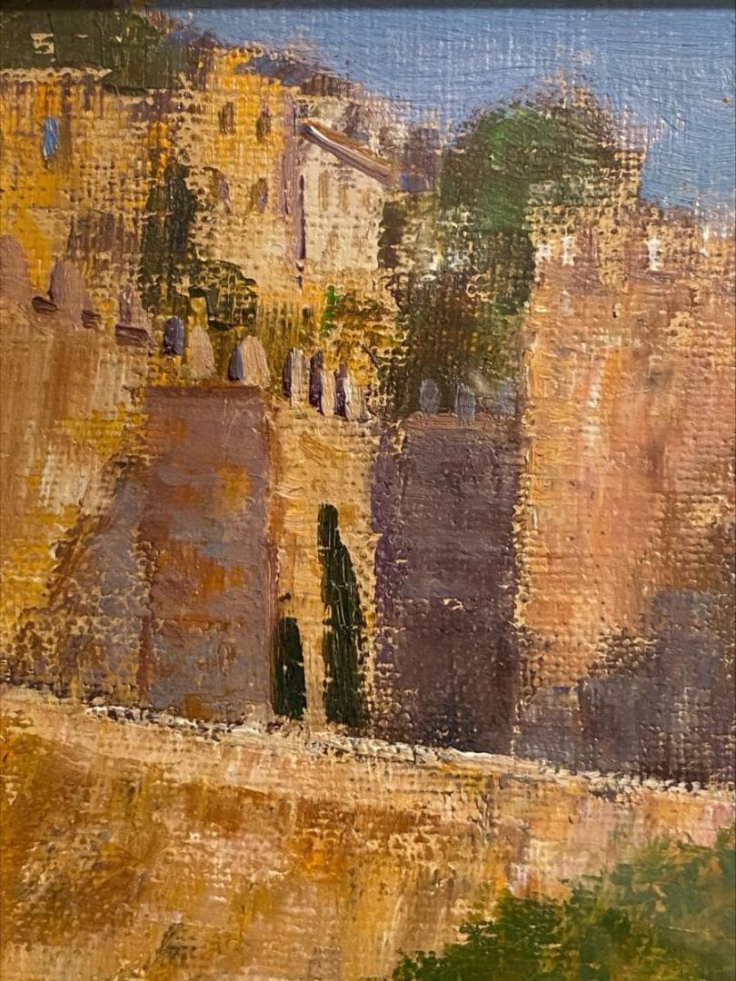 「真作」服部保「トレド」風景画　油絵　絵画　油彩画　直筆サイン　F2号