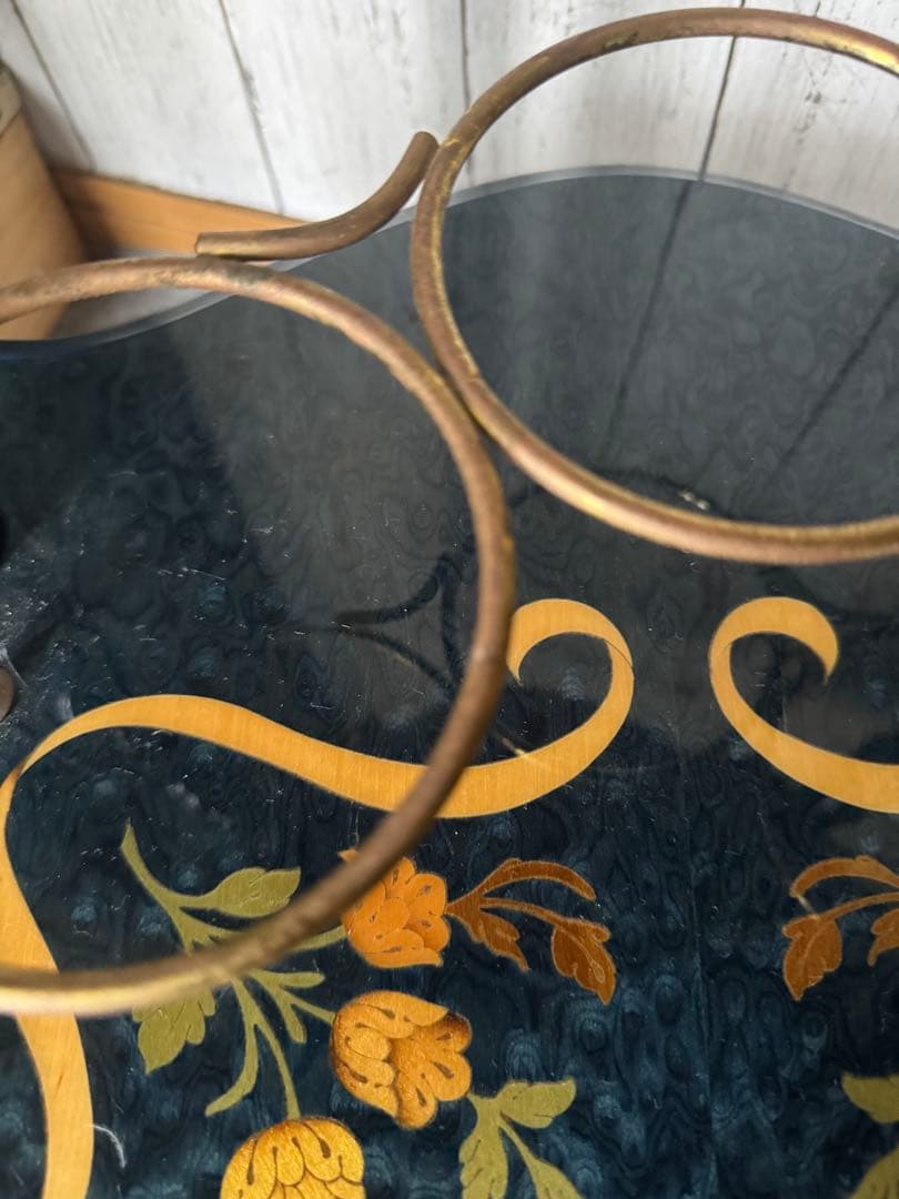 希少 イタリア製 象嵌細工 バーズアイ キャスター付き キッチンワゴン