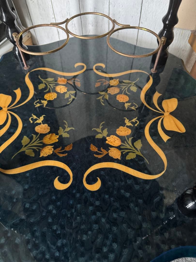 希少 イタリア製 象嵌細工 バーズアイ キャスター付き キッチンワゴン