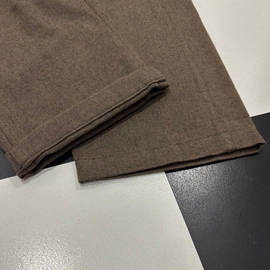 美品 オアスロウ ウール コットン ヘリンボーン ベイカー ファティーグ パンツ