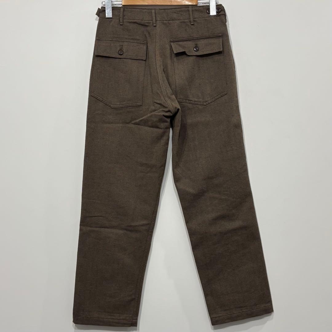 美品 オアスロウ ウール コットン ヘリンボーン ベイカー ファティーグ パンツ