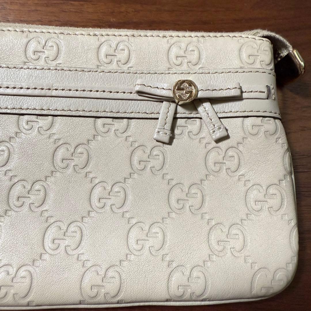 GUCCI ベージュ GGロゴ 長財布 ポーチストラップ付き