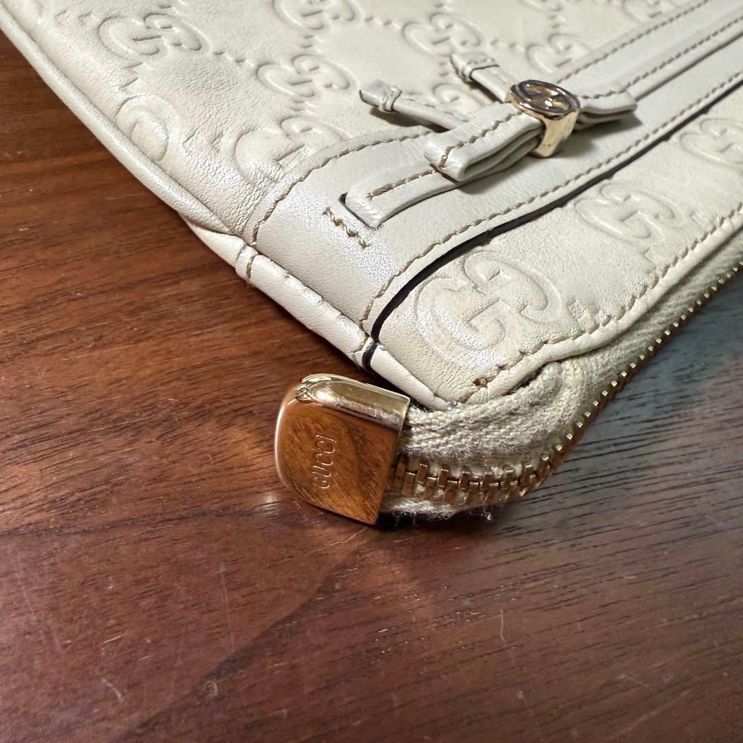 GUCCI ベージュ GGロゴ 長財布 ポーチストラップ付き