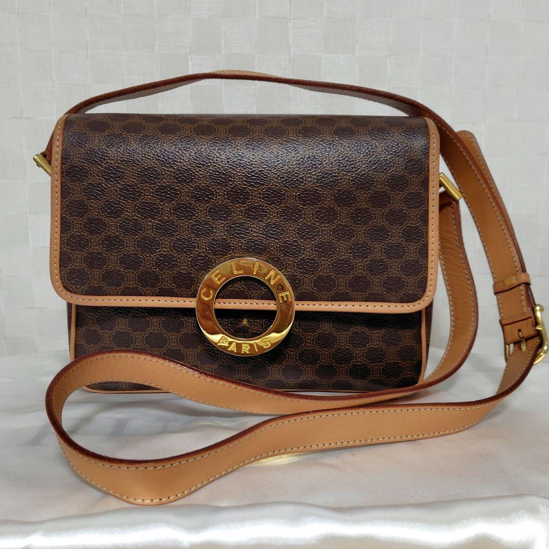 CELINE オールドセリーヌ ショルダーバッグ マカダム柄 サークルロゴ