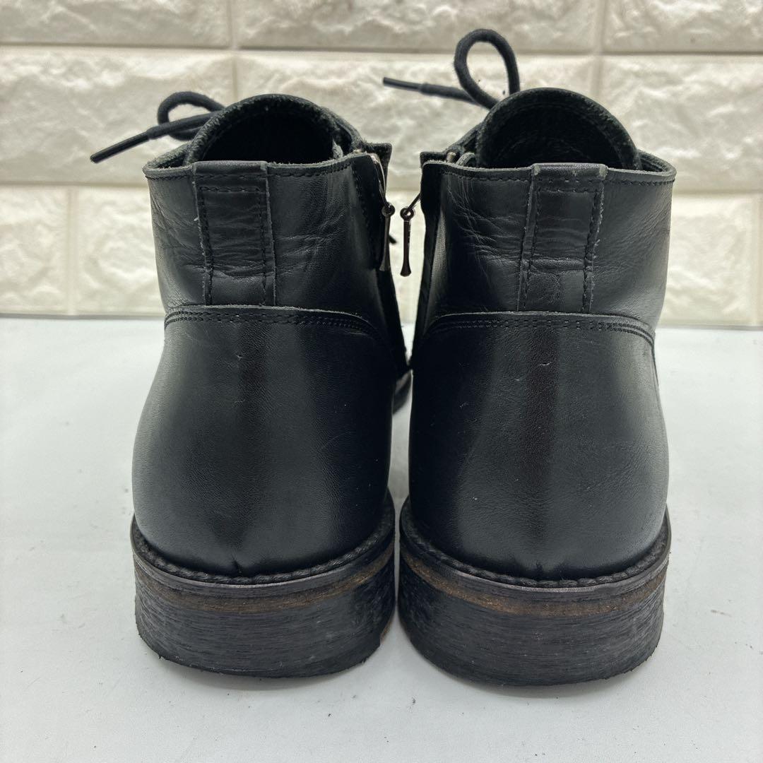 【良品】パドローネ レースアップブーツ サイドジップ 41 ブラック レザー