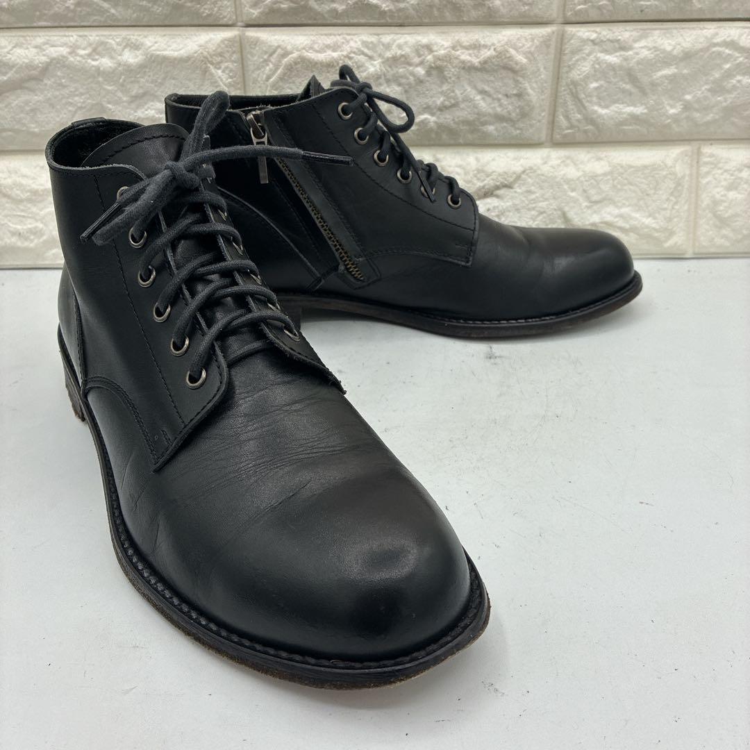 【良品】パドローネ レースアップブーツ サイドジップ 41 ブラック レザー