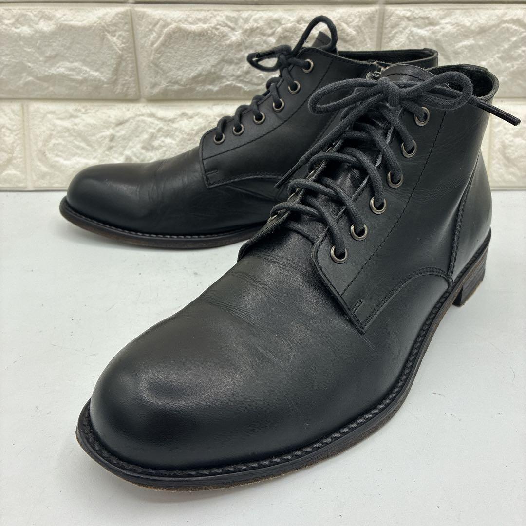 【良品】パドローネ レースアップブーツ サイドジップ 41 ブラック レザー