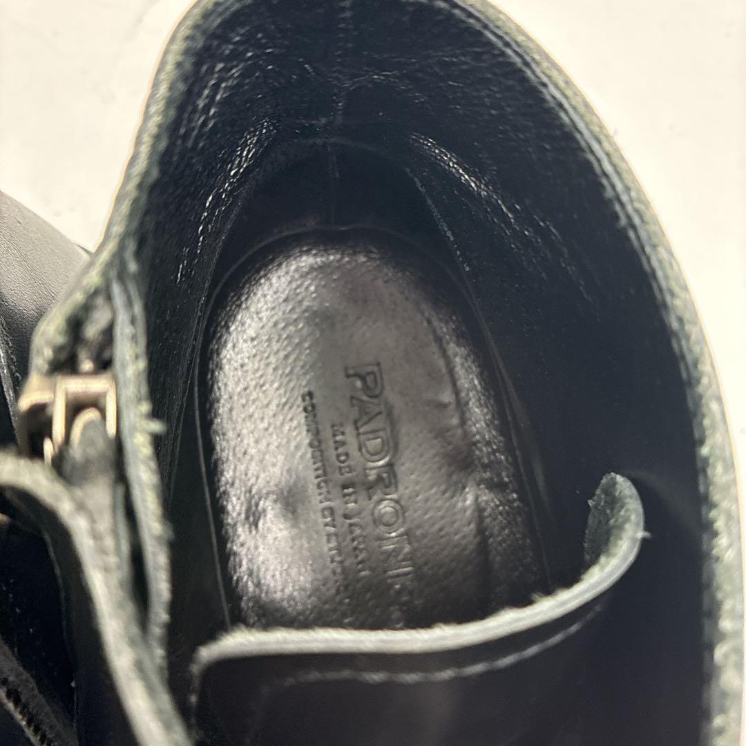 【良品】パドローネ レースアップブーツ サイドジップ 41 ブラック レザー