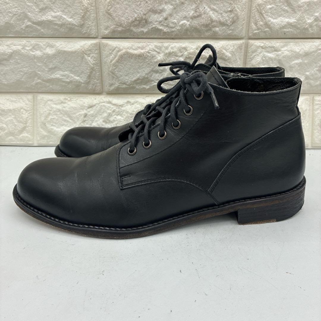 【良品】パドローネ レースアップブーツ サイドジップ 41 ブラック レザー