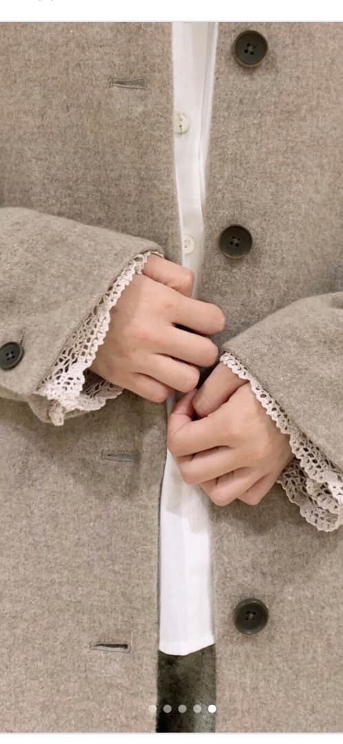 まゆゆ ツハルバイサマンサモスモス 袖口レースウール混コート ベージュ