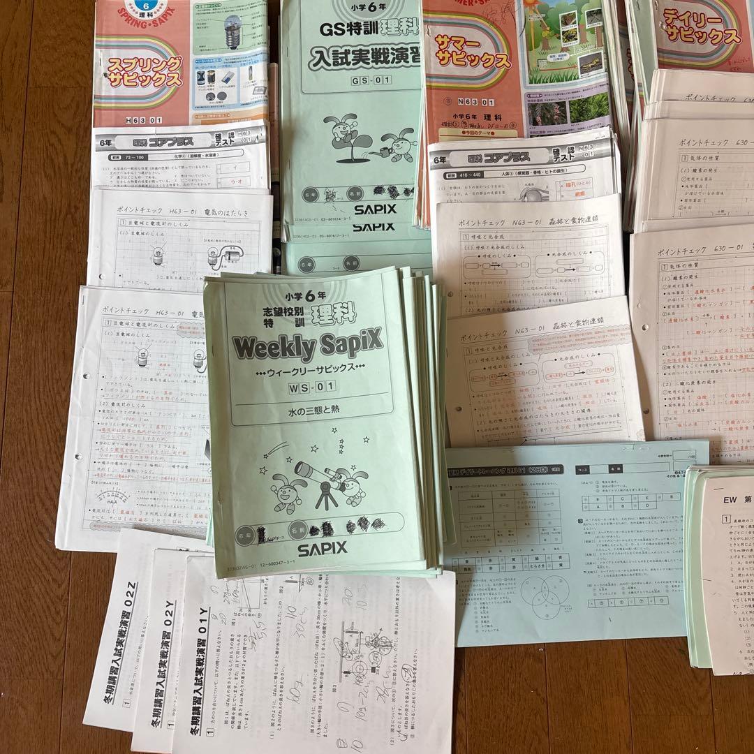 SAPIX6年理科デイリーウィークリー春期GS夏期資料コアプラス記述の総復習他