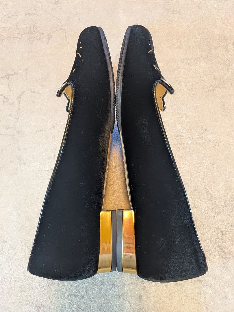 シャルロットオリンピア　ベロア　猫モチーフ　刺繍　フラットシューズ　38