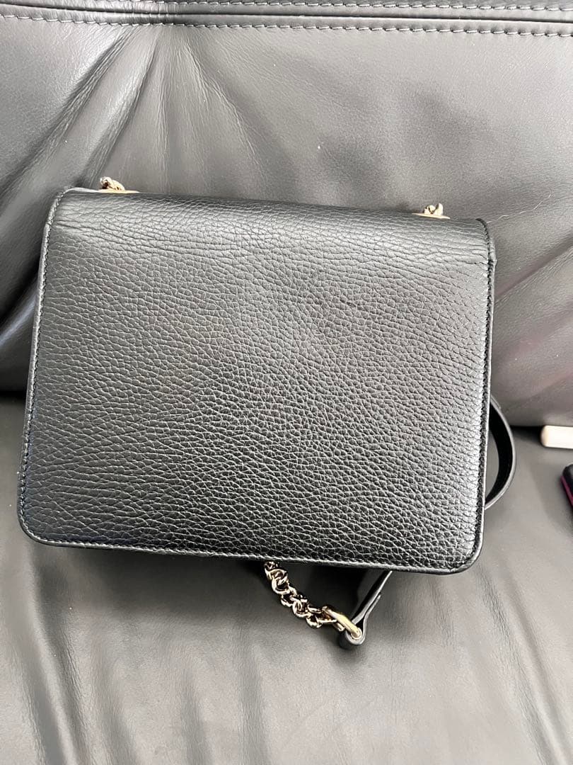 GUCCI グッチ インターロッキングG チェーンショルダーバッグ ブラック