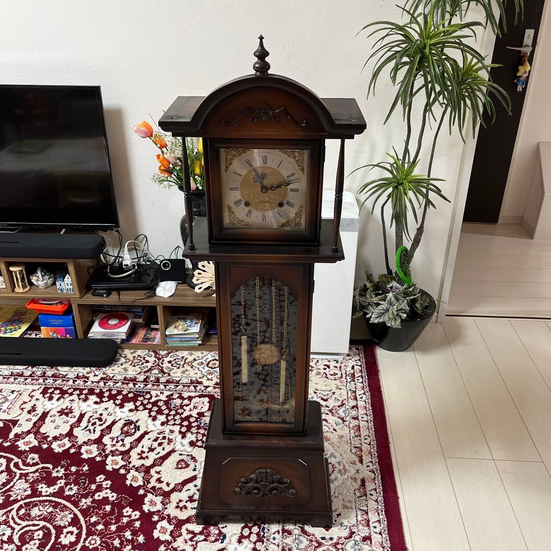 トレードマーク昭和レトロ アンティーク 振り子時計 木製枠 柱時計ゼンマイ式ク