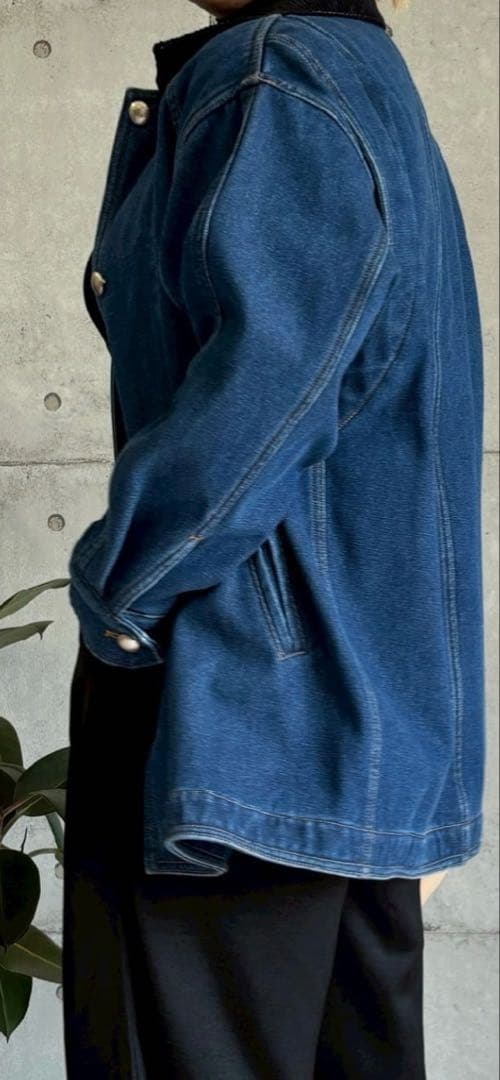 【のっぽROSIEE】裏起毛デニムジャケット ブルー