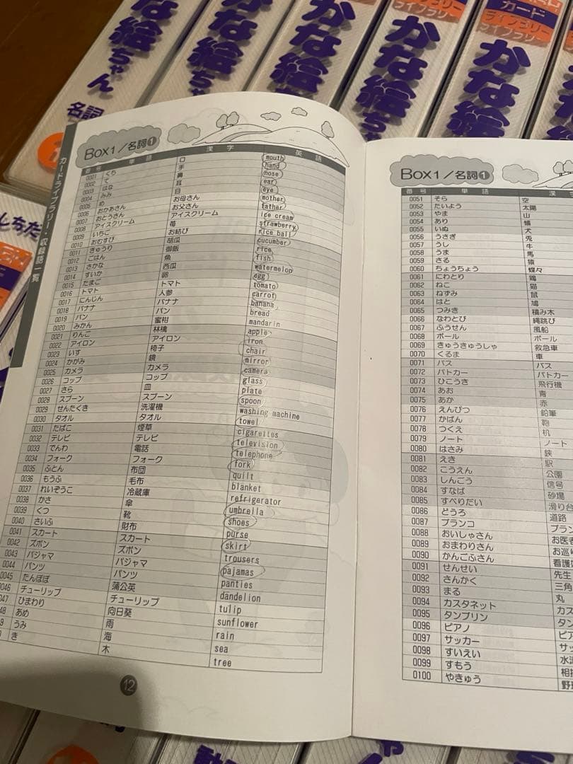 しちだ式　フラッシュカード　かな絵ちゃん　英語版 1600枚